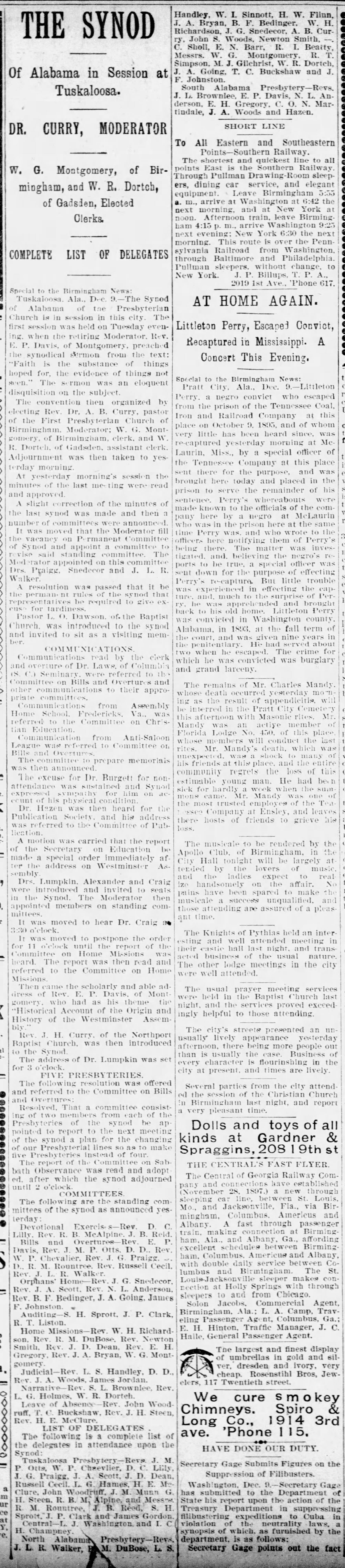 The Synod of Alabama in Session at Tuskaloosa